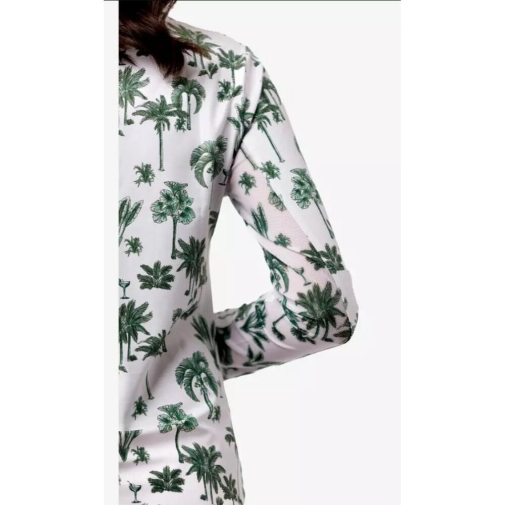 NEW Smith & Quinn Ava Palmtini Quarter Zip Pullover Shirt Women's L White Green - Picture 3 of 4